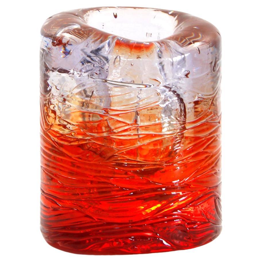 Jungle Contemporary Vase, Small Bicolor Transparent and Red by Jacopo Foggini