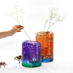 Jungle Contemporary Vase, Small Bicolor Violet and Green by Jacopo Foggini