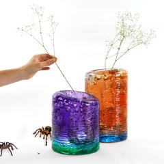 Jungle Contemporary Vase, Small Bicolor Violet and Green by Jacopo Foggini