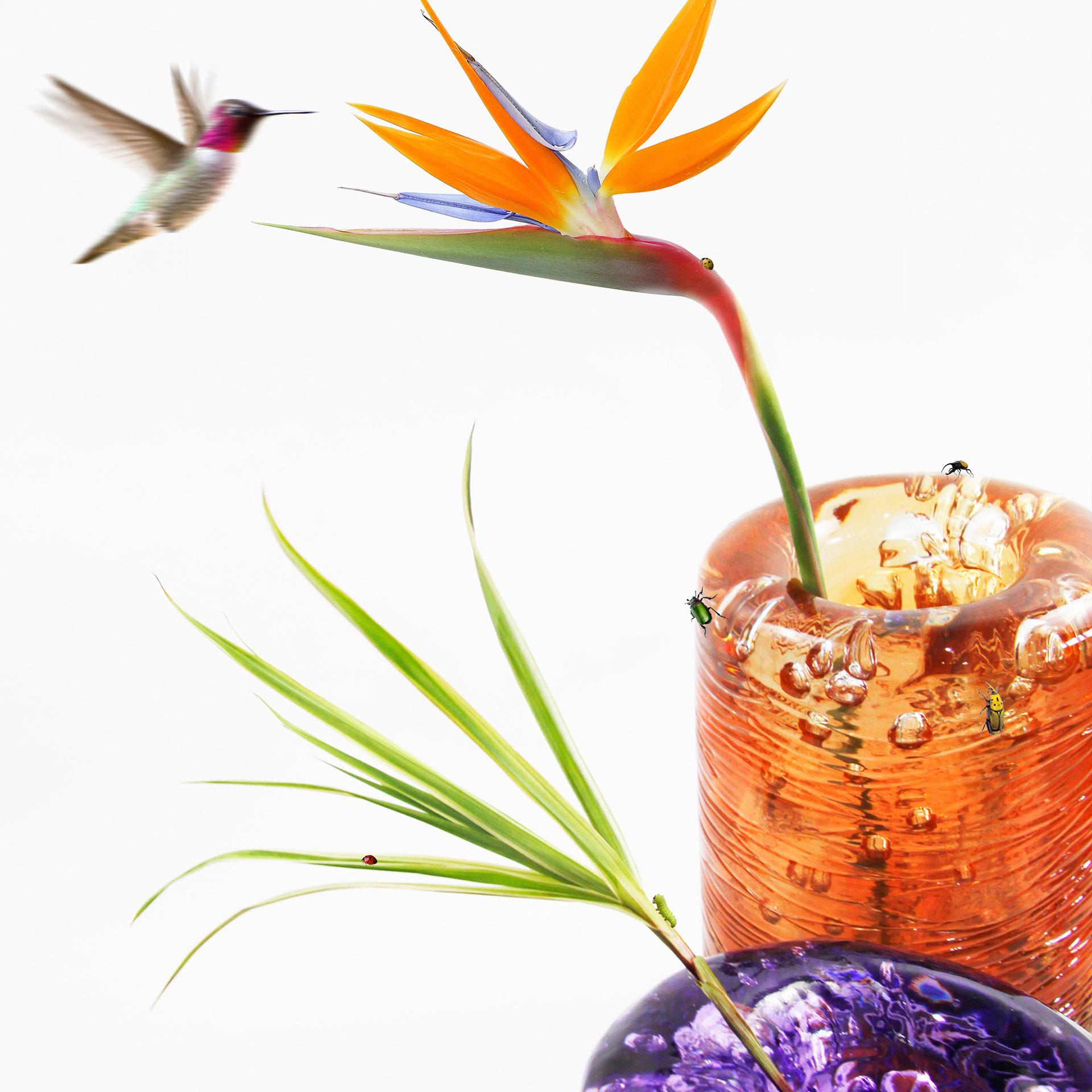 Modern Jungle Contemporary Vase, Small Bicolor Violet and Green by Jacopo Foggini For Sale