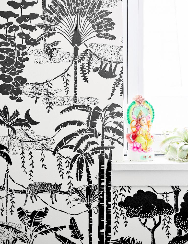Papel pintado de diseño Jungle Dream en color carbón 'Blanco y negro'. Moderno en venta