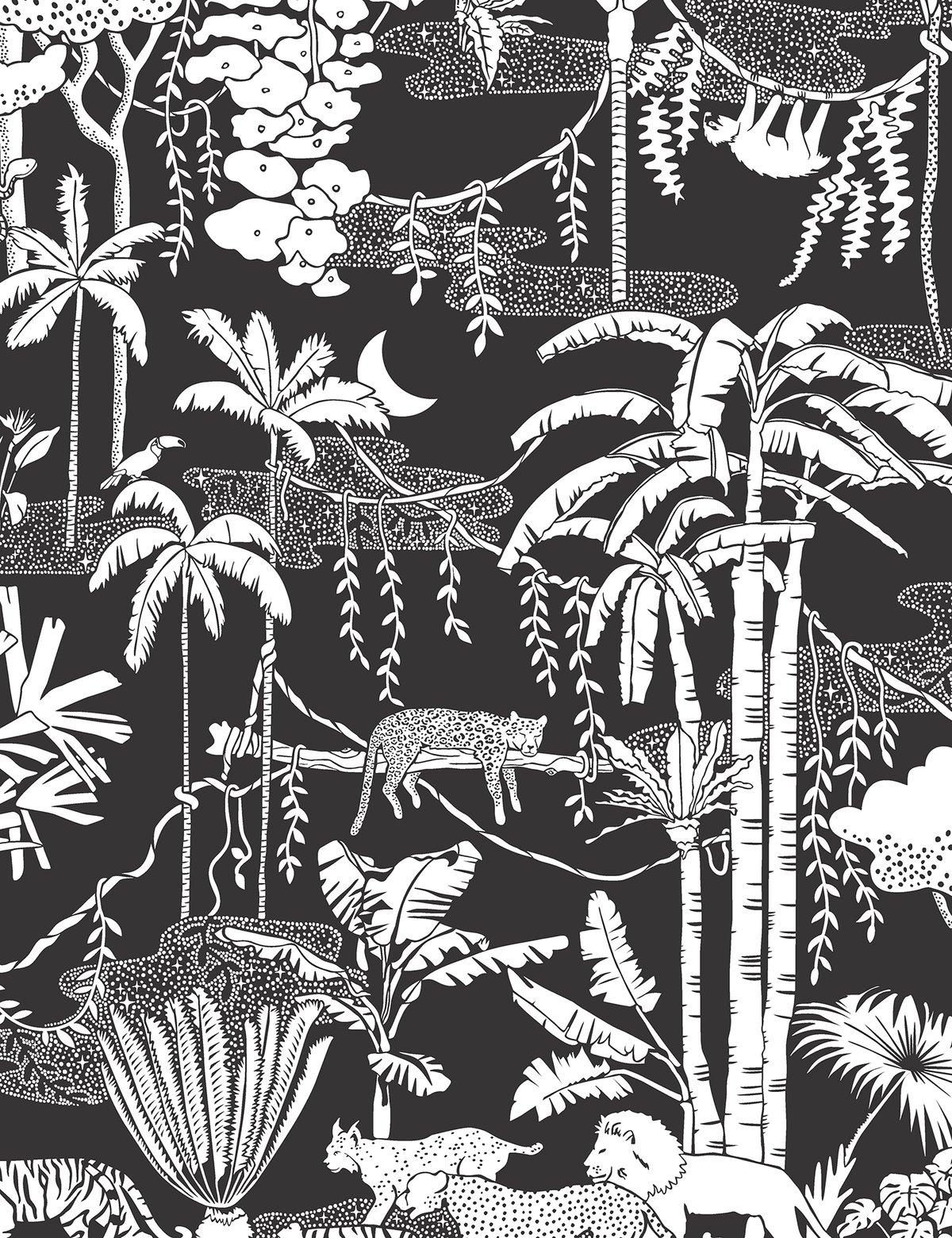 Jungle Dream Designer-Tapete in Kontrast „Schwarz und Weiß“ (Moderne) im Angebot