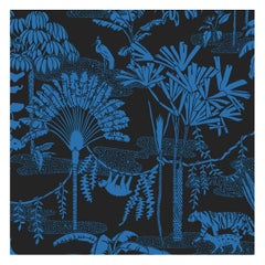 Papier peint design Jungle Dream en Méditerranée 'True Blue and Black'