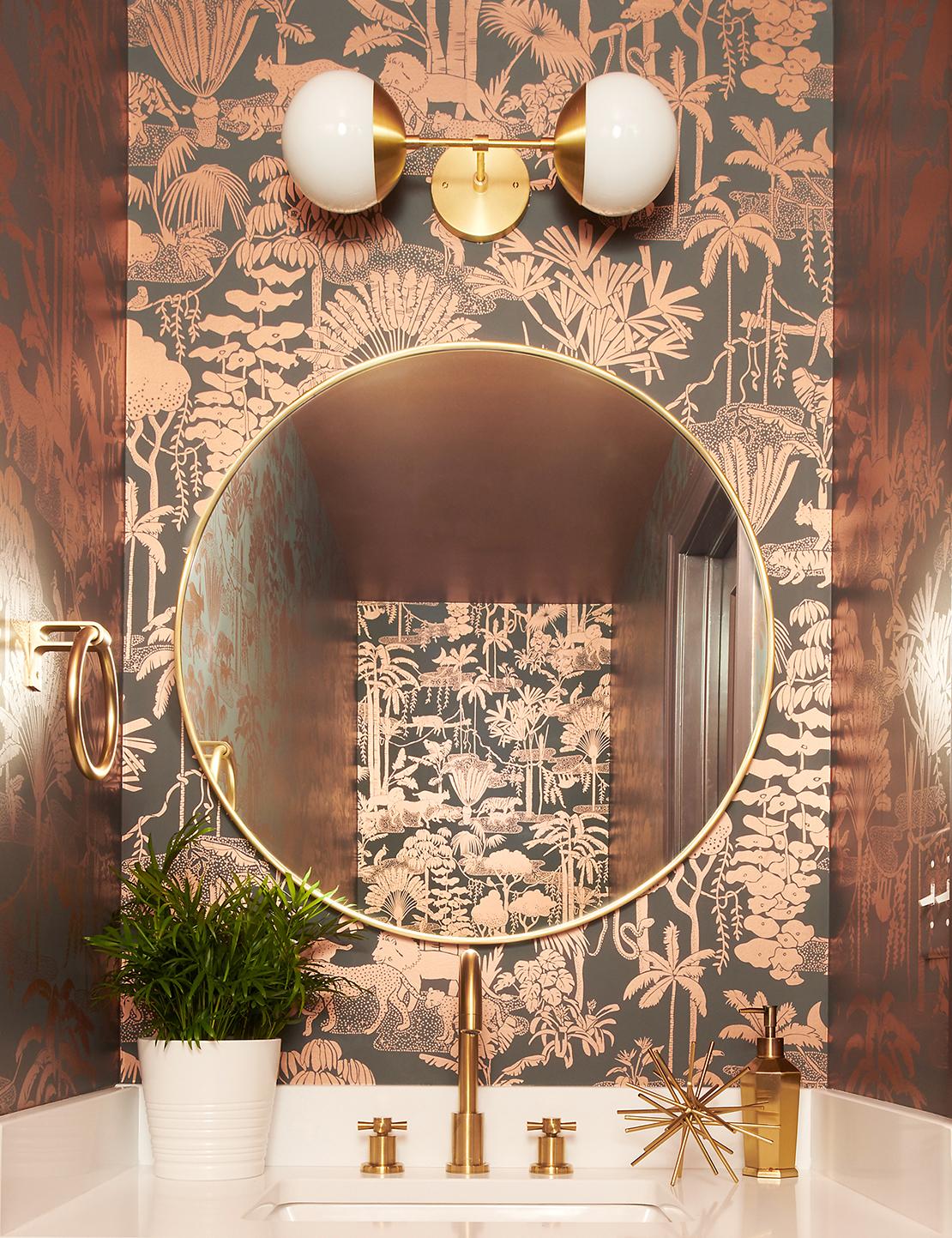 Jungle Dream Paravent bedruckte Wandteppich in Glint 'Metallic Copper on Charcoal' (Moderne) im Angebot