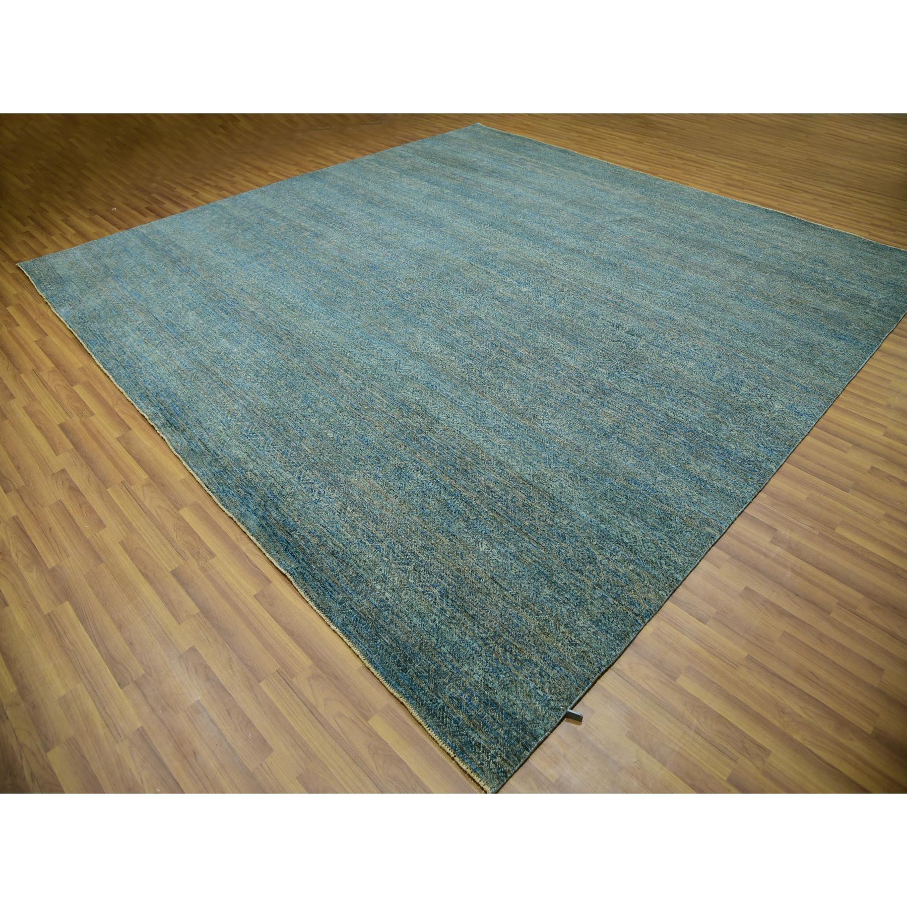 Moderne Tapis oriental carré Kohinoor Herat en laine nouée à la main, vert Jungle en vente