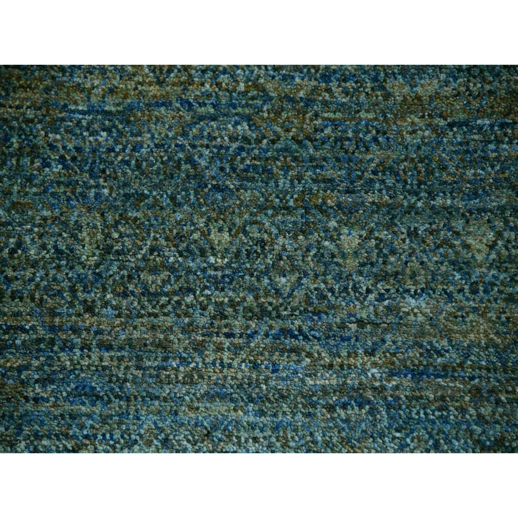 Laine Tapis oriental carré Kohinoor Herat en laine nouée à la main, vert Jungle en vente