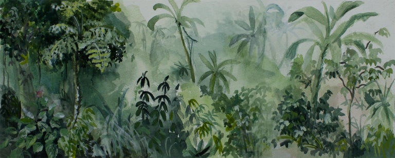 Hand-Painted Jungle, Hand Painted Wallpaper - Made in Italy - customizable For Sale