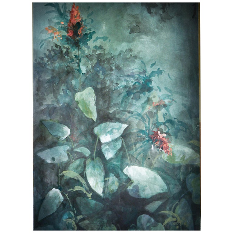 Jungle, Hand Painted Wallpaper - Made in Italy - customizable For Sale