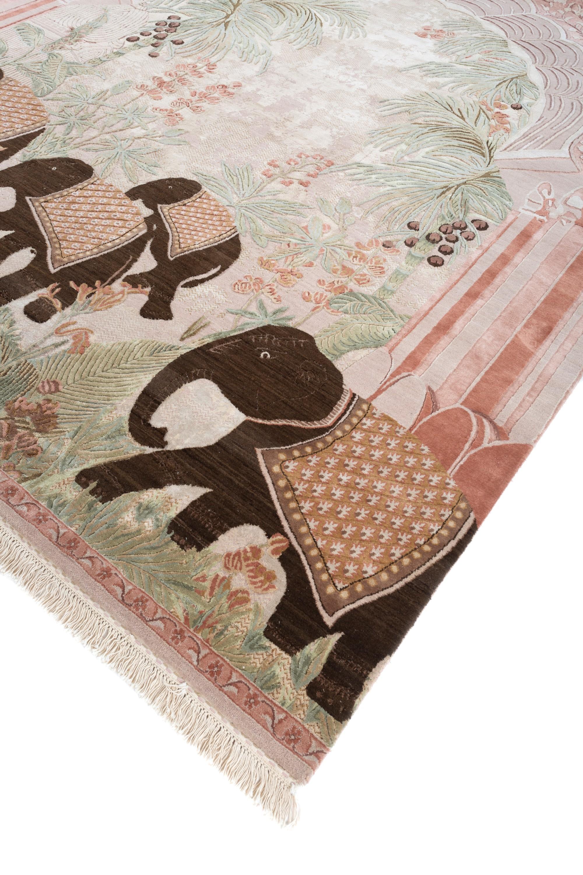 Indian Jungle Jaunt Clay & Clay 300x420 cm Hand Knotted Rug For Sale