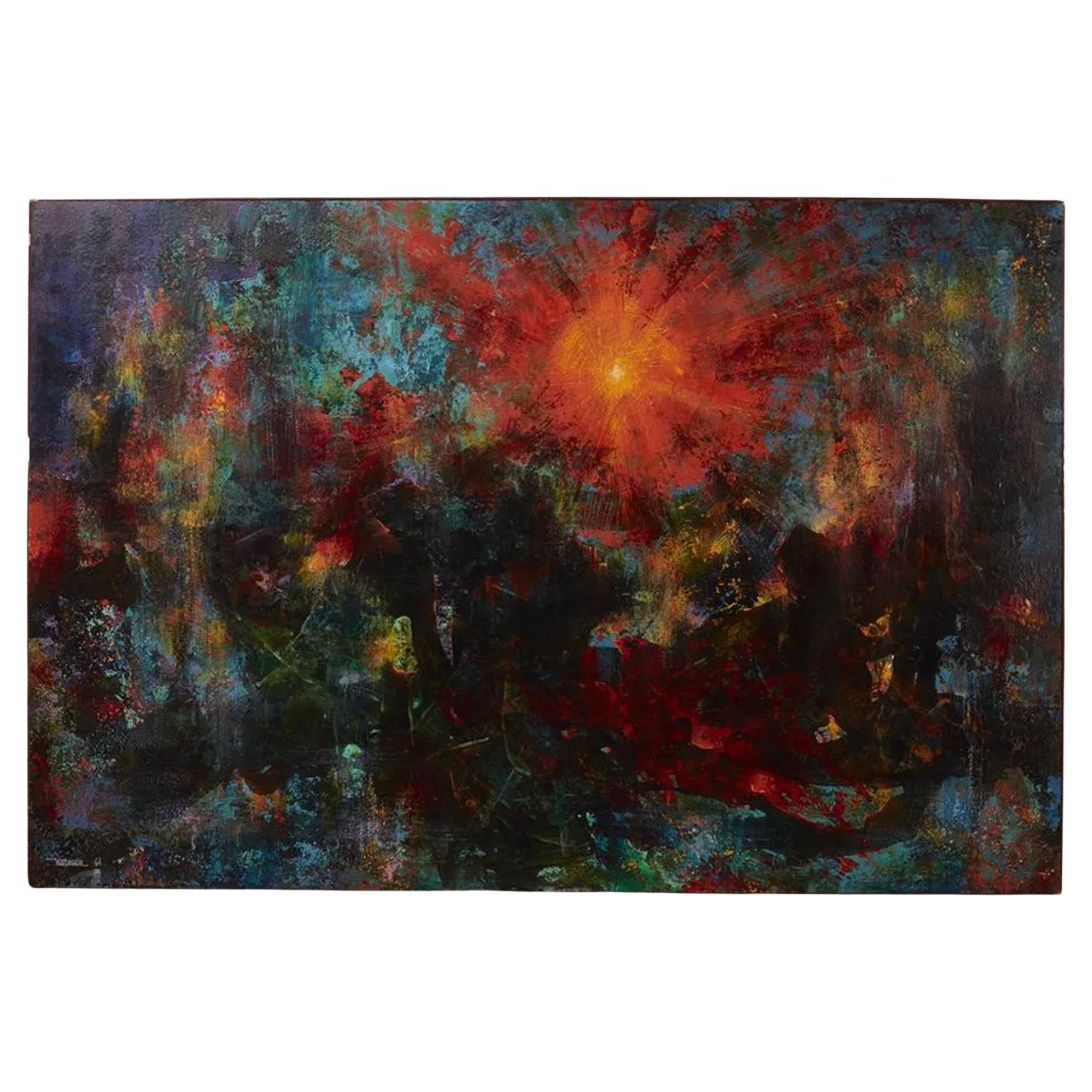 Jungla" Gran original de Leonardo Nierman, 1964, 40" x 60", firmado y fechado