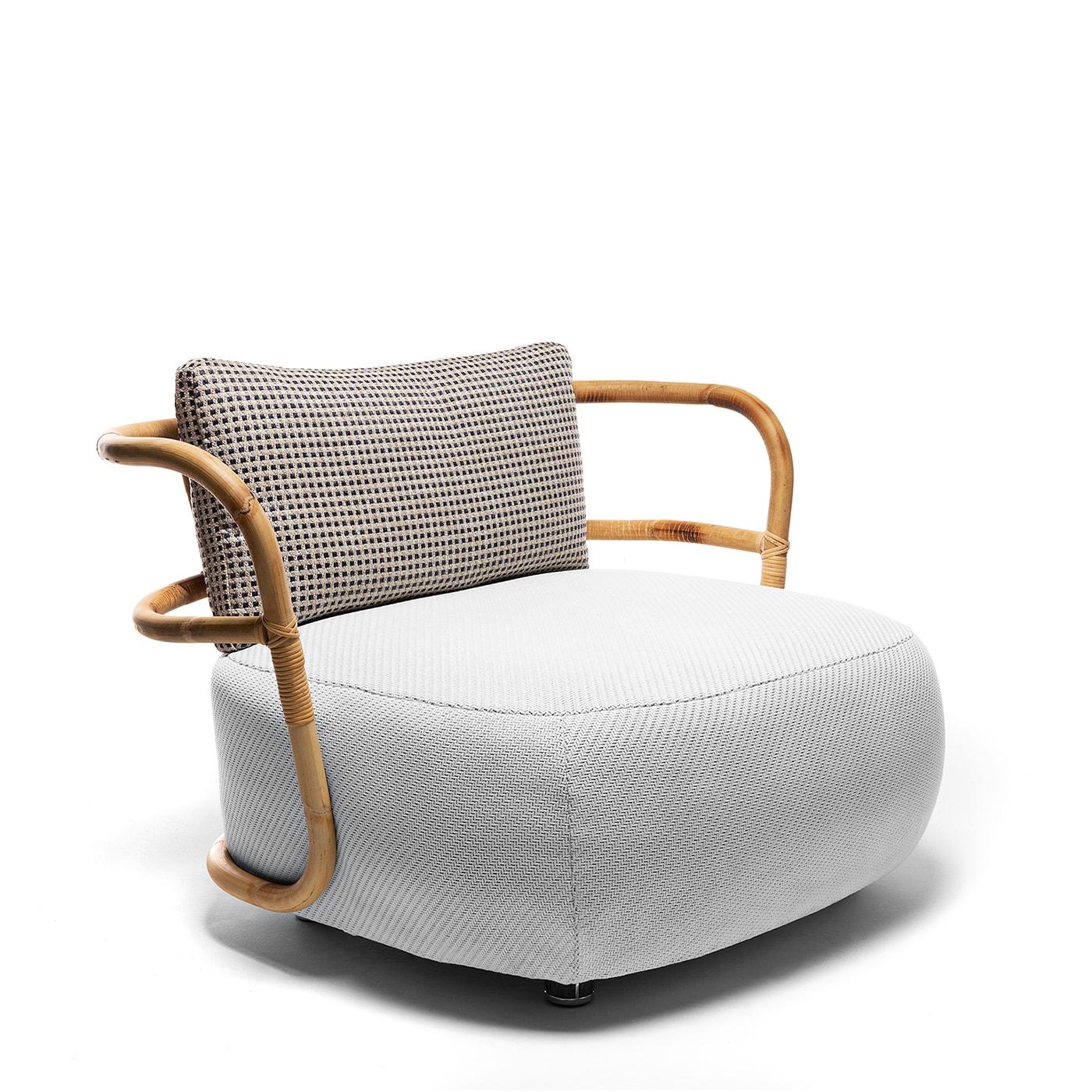 Hand-Crafted Jungle Large Low White Armchair by Massimo Castagna