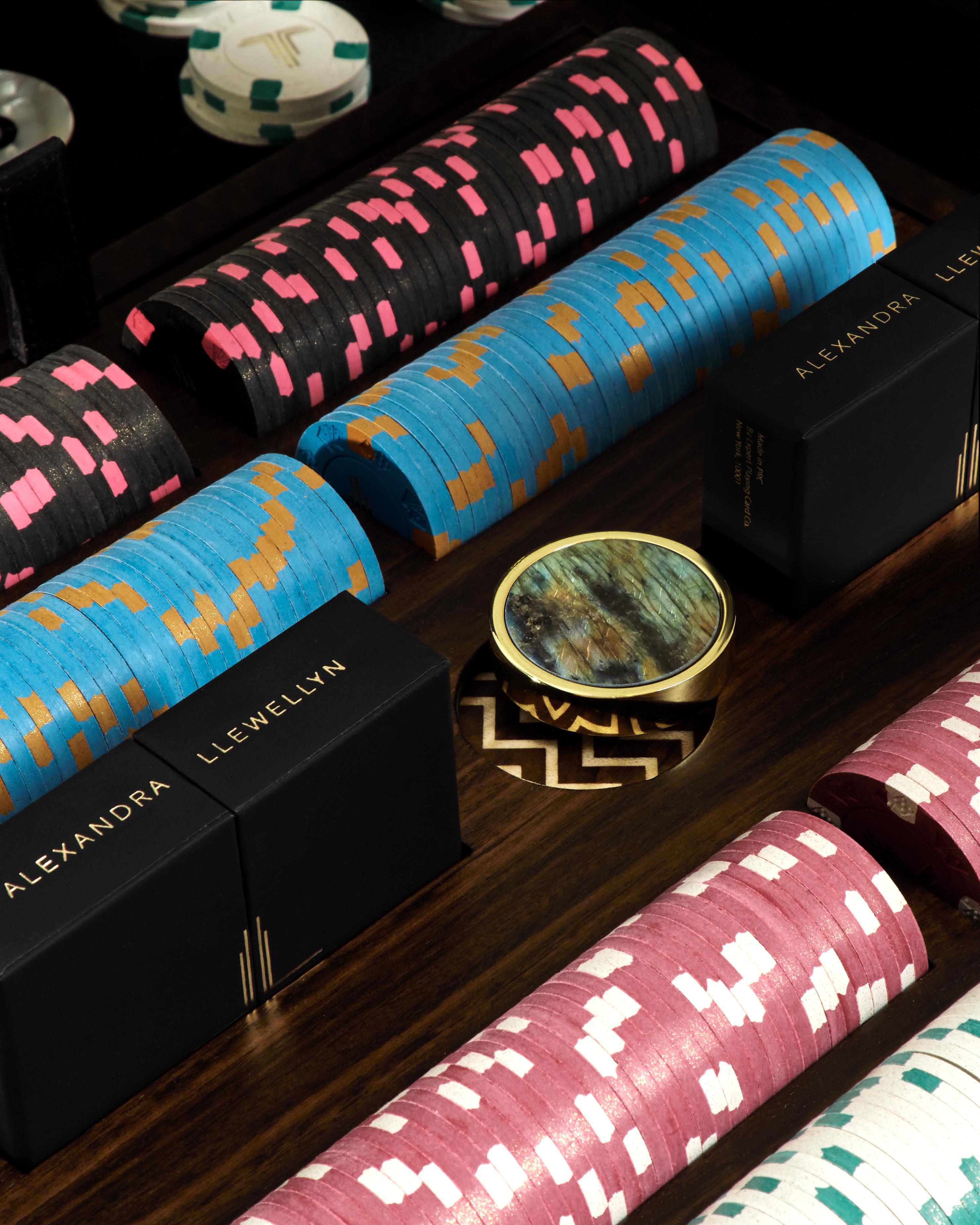 Jungle Marquetry Poker Set by Alexandra Llewellyn In New Condition For Sale In London, GB