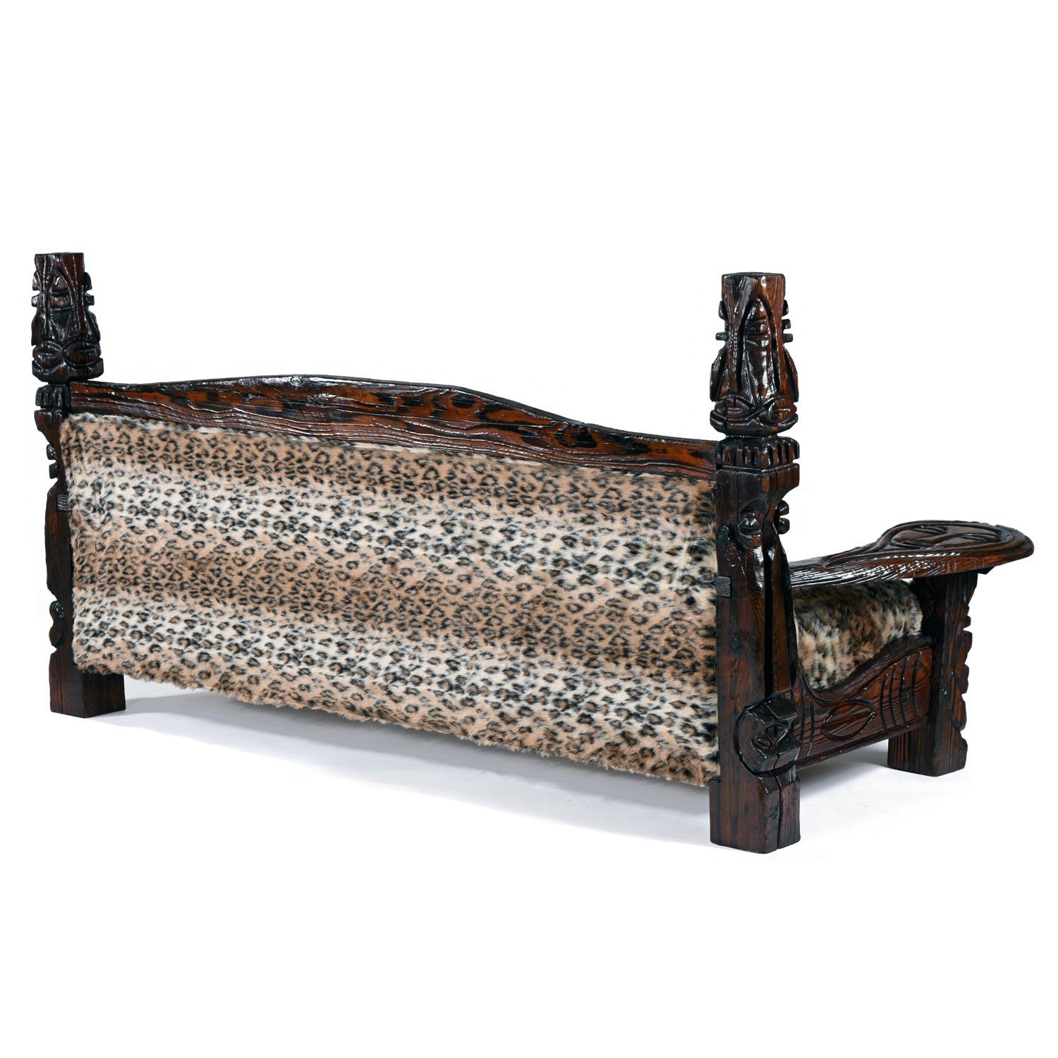 Take a walk on the wild side, or maybe just have a seat there with scepter in hand. This Witco Sofa has been recovered in high-quality, cruelty free, faux-fur that very much resembles the look and feel of leopard fur. Every inch of the wood frame is