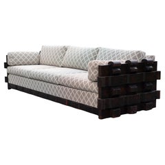 Canapé tapissé en bois sculpté de style Jungle Room, mi-siècle moderne, par Witco