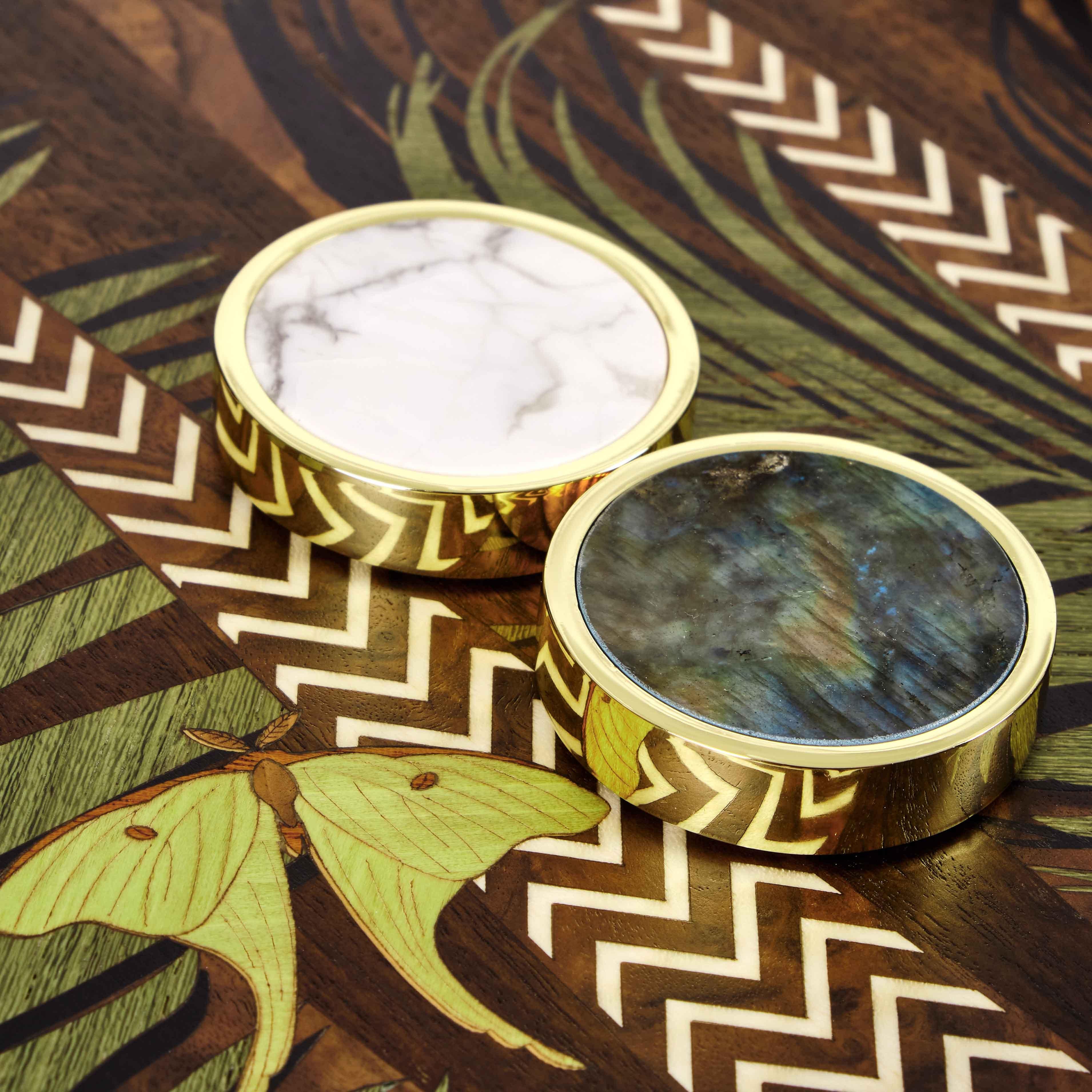 Marquetry Jungle Tournament Backgammon Set by Alexandra Llewellyn For Sale