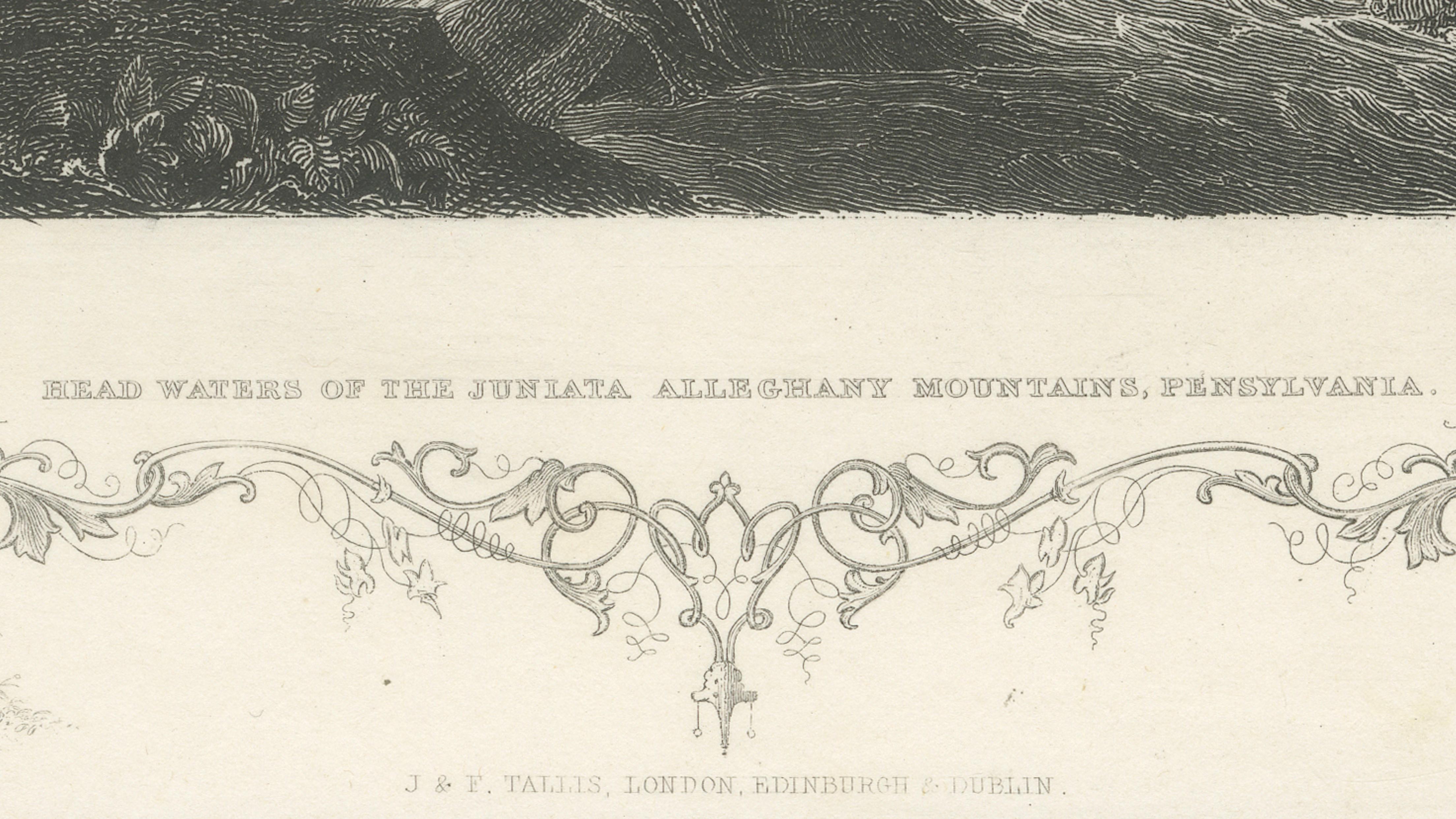 Juniata Alleghany Mountains - Antique Engraving, Pennsylvania View, ca.1830
