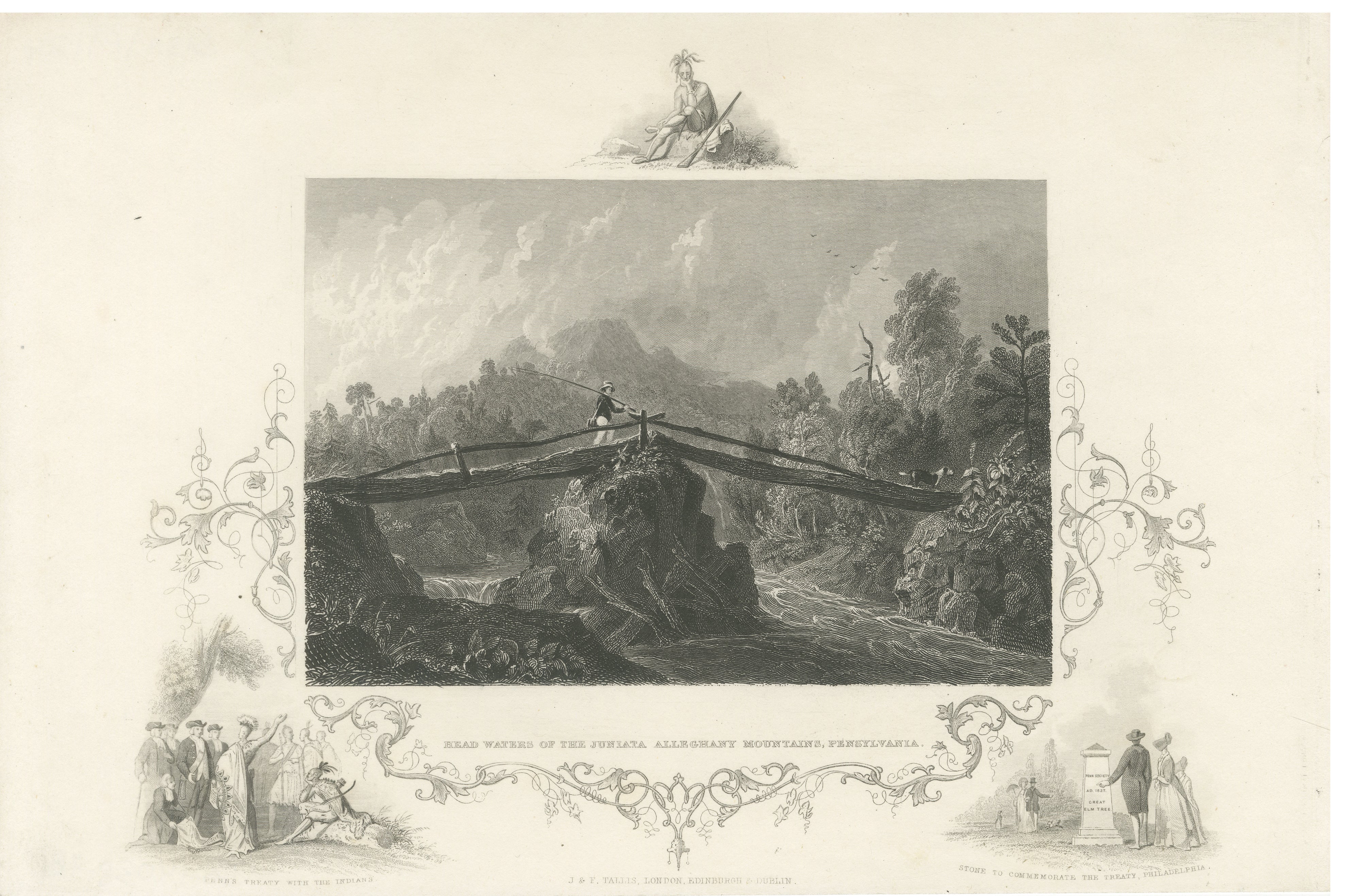Juniata Alleghany Mountains - Antique Engraving, Pennsylvania View, ca.1830