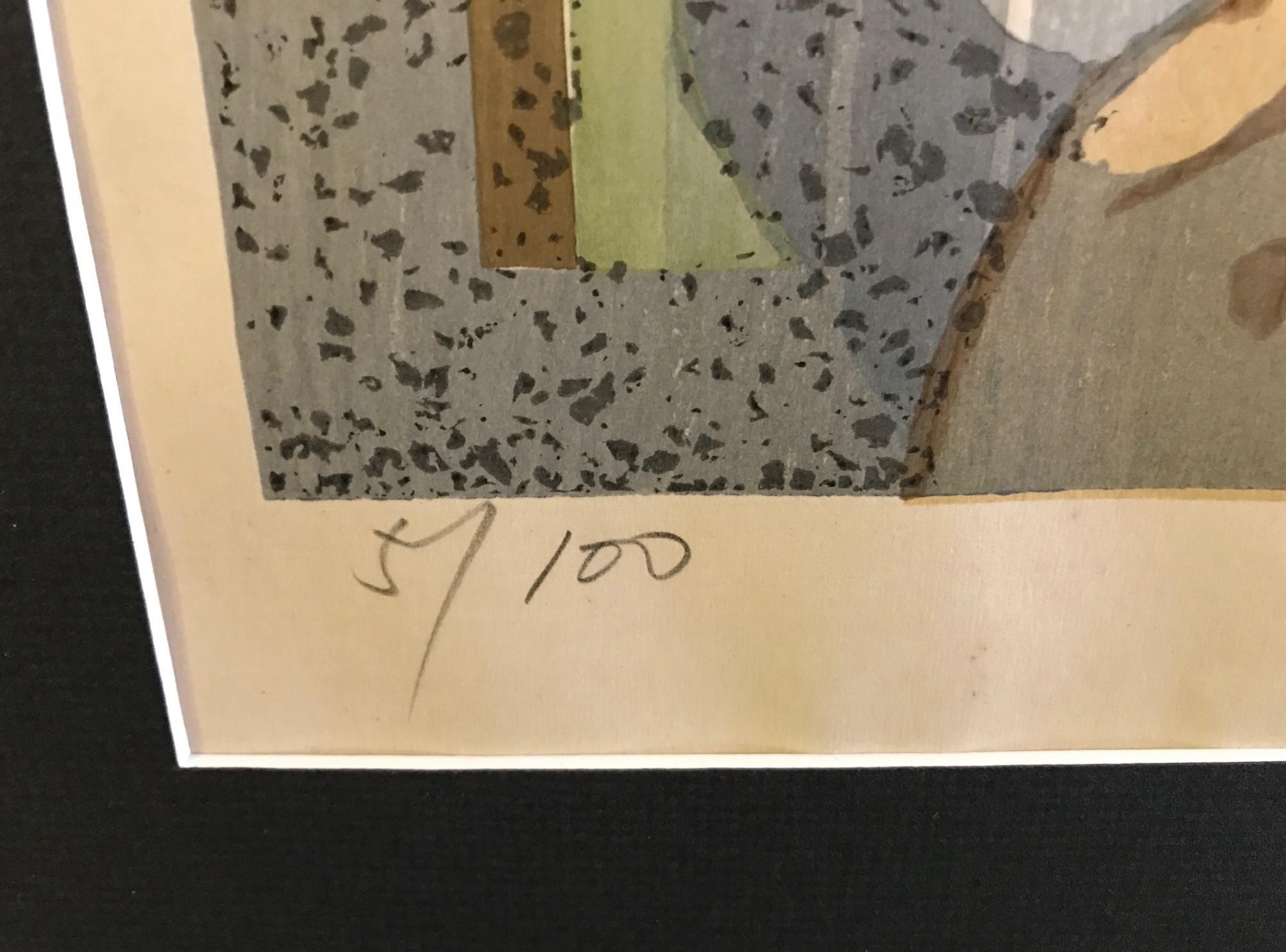 Junichiro Sekino Signed Limited Japanese Woodblock Print Mr. Ozek's Daughter In Good Condition For Sale In Studio City, CA