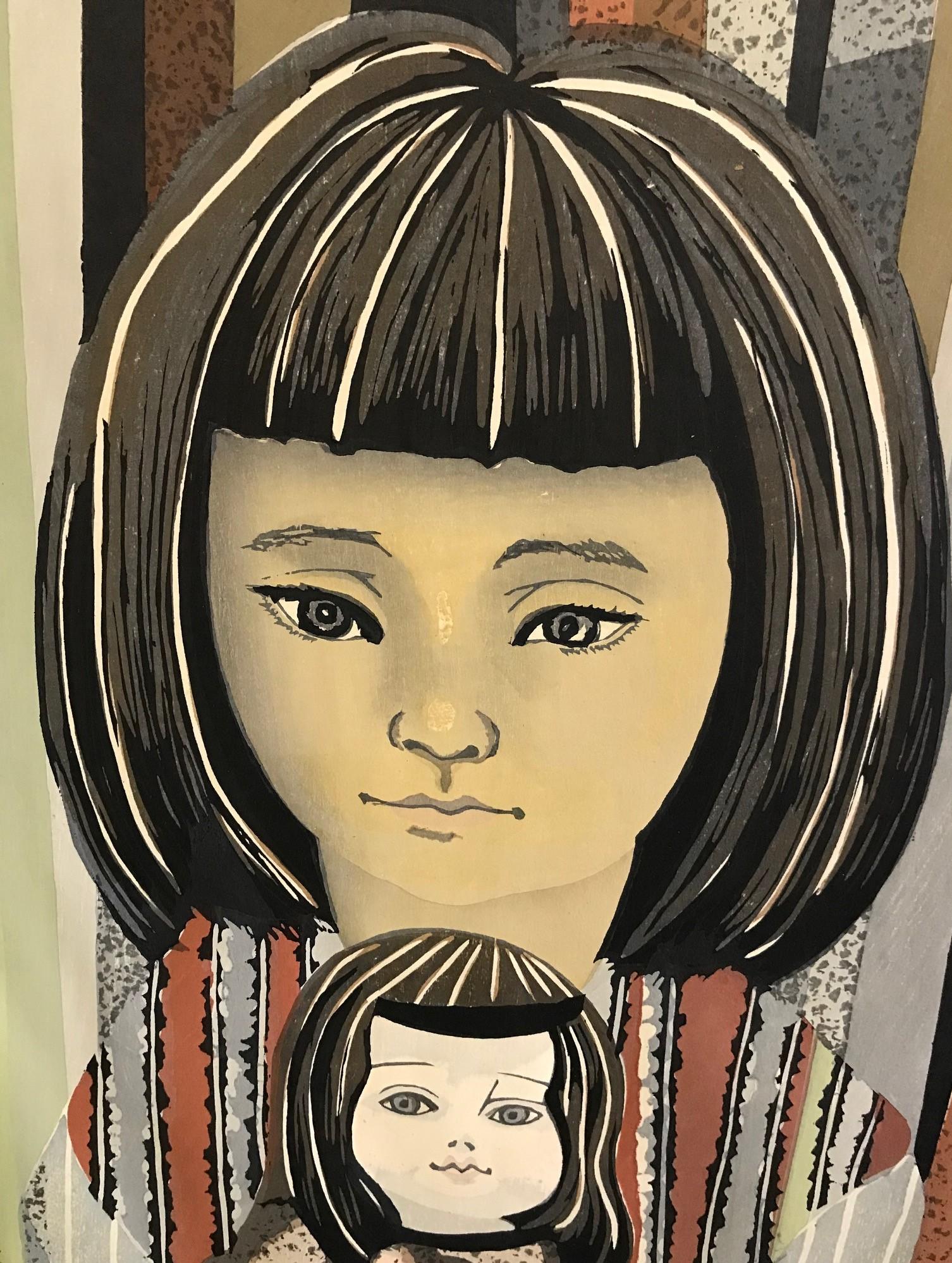 Junichiro Sekino Japanischer Farbholzschnitt in limitierter Auflage Herr Ozek's Tochter (Papier) im Angebot