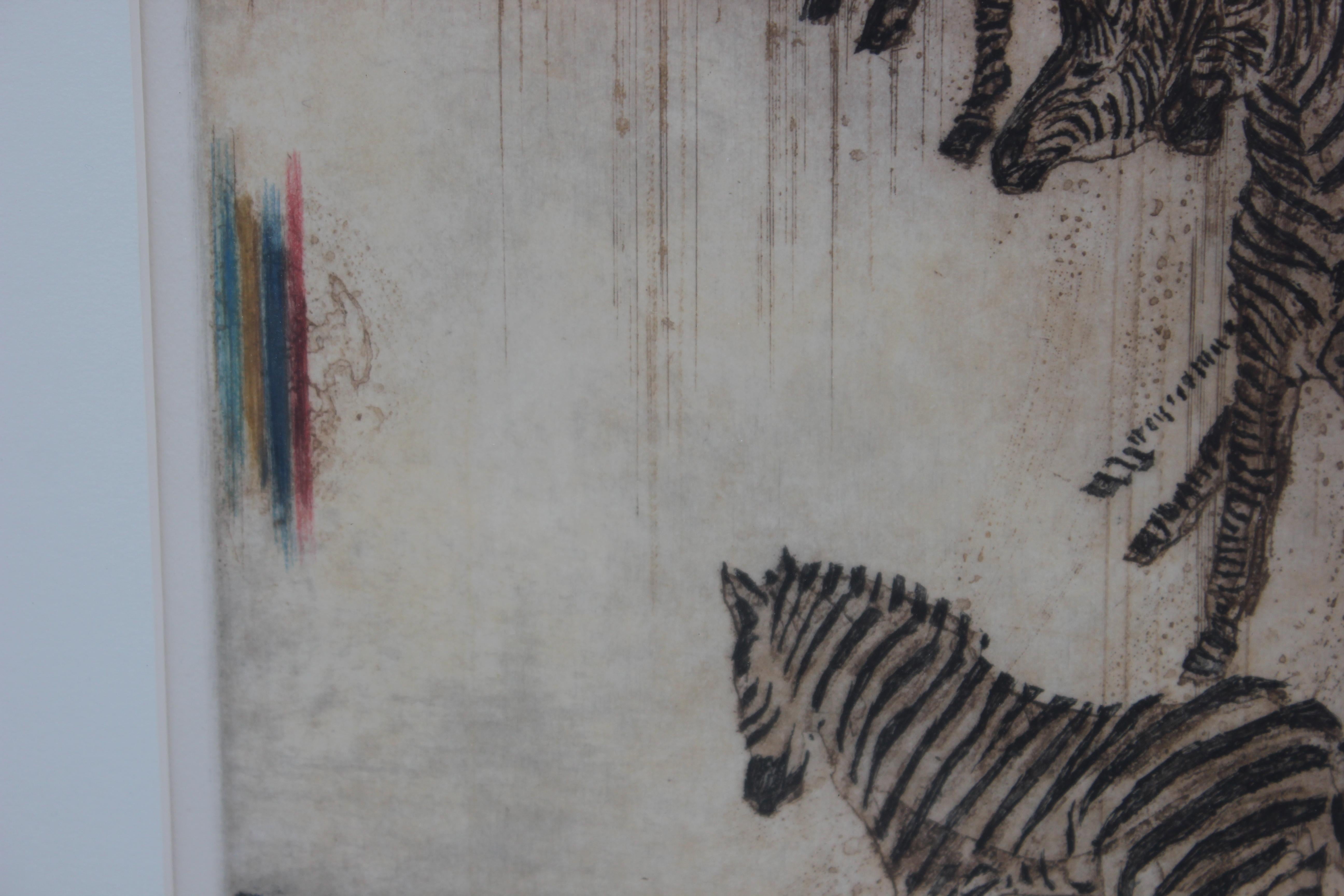 Scene Of a Rainbow And Zebras - Modern Print by Junichiro Sekino