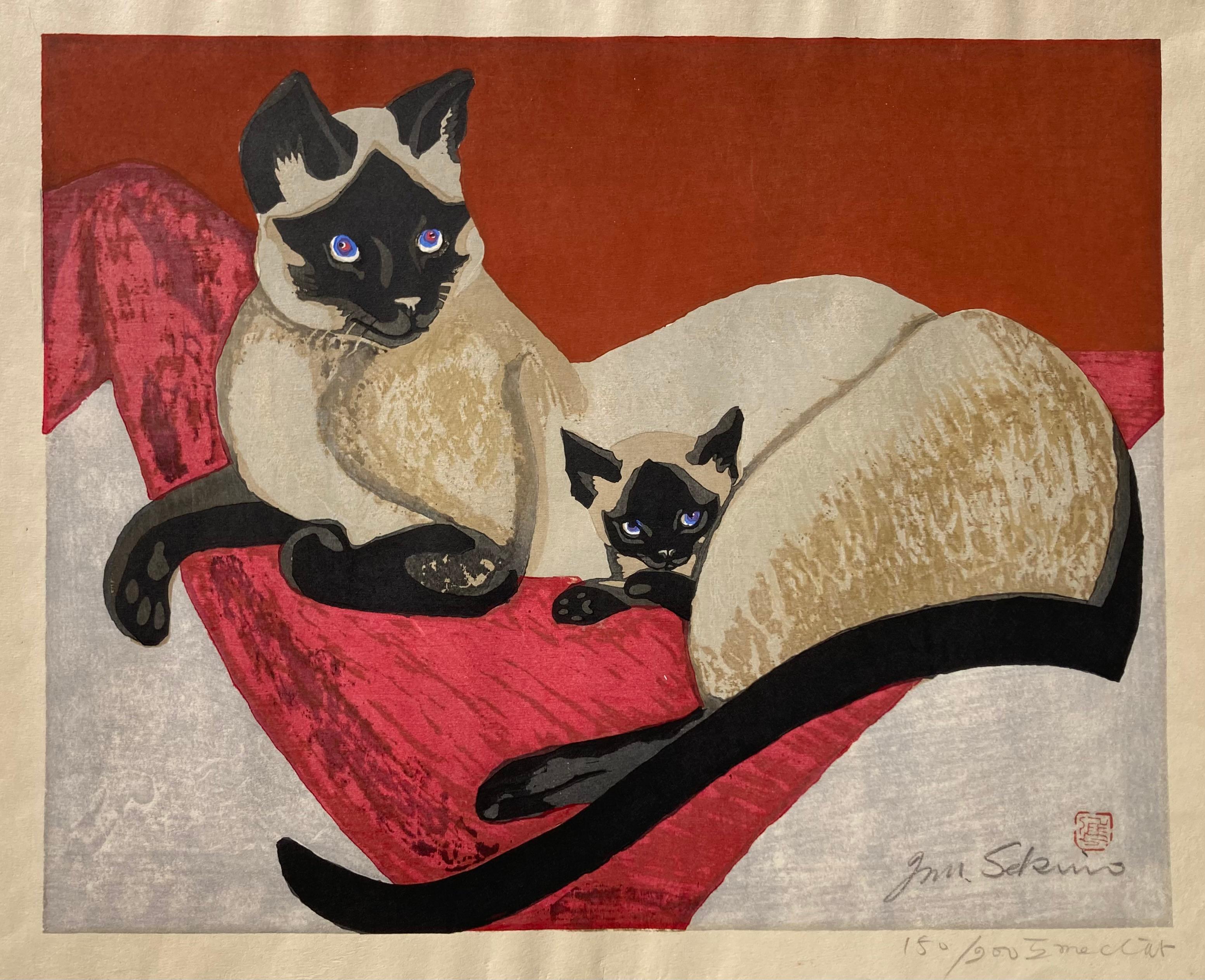 Junichiro Sekino Animal Print - TWO SIAMESE CATS