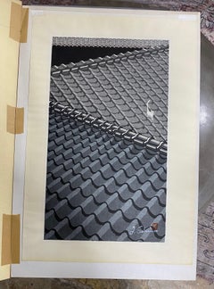 Junichiro Sekino Signed Japanese Woodblock Print Lovesick Cat 'Cat on Rooftop'