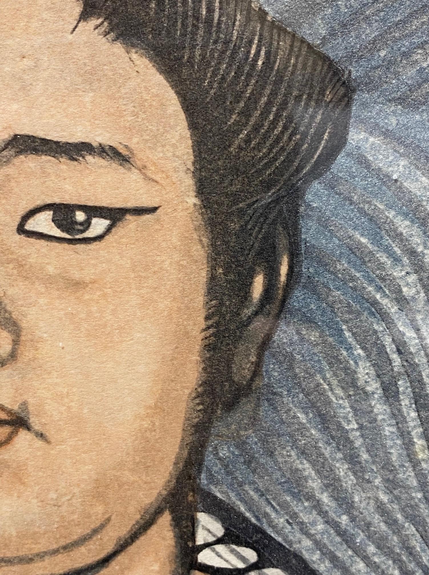 Junichiro Sekino, dessin japonais sur bois signé Wakanohana attendant Dohyo-ir en vente 9