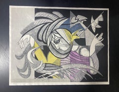 Junichiro Sekino Signed Limited Edition Abstract Japanese Woodblock Print, 1956