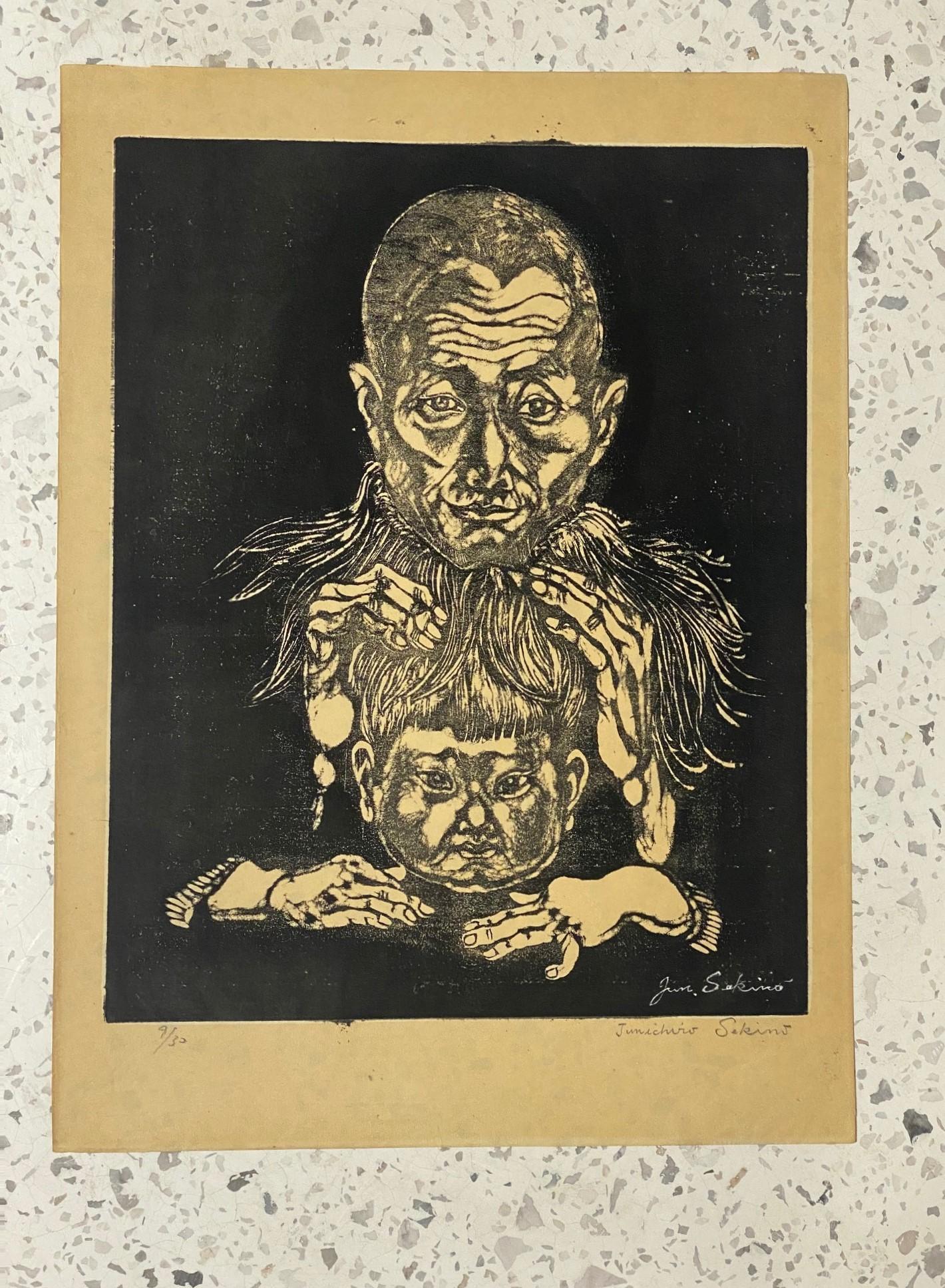 A truly wonderful and exceedingly rare early limited edition woodblock print by famed Japanese artist/printmaker Junichiro Sekino.

This print, titled 