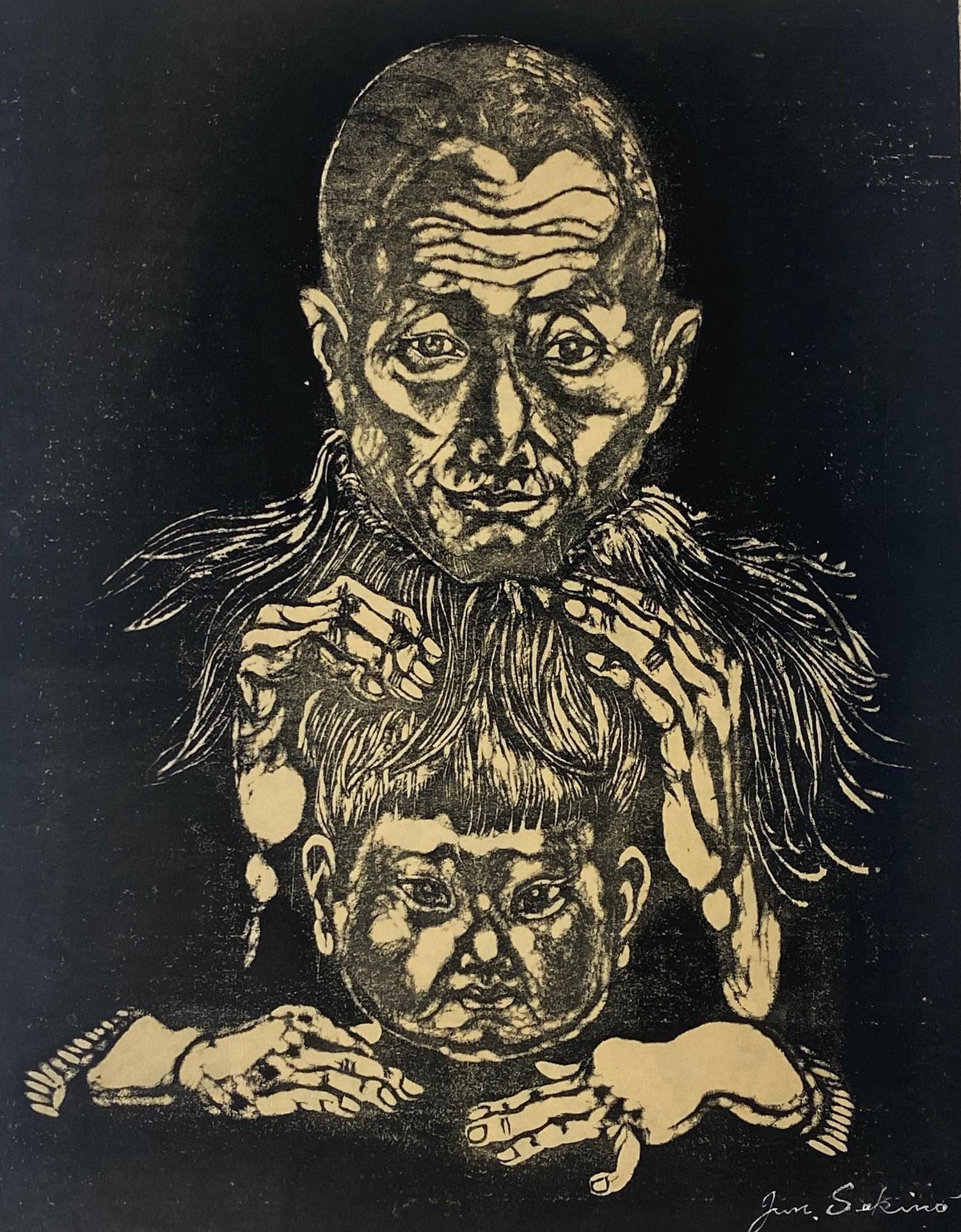 Japonais Junichiro Sekino - Impression japonaise en édition limitée signée Yosaku Feeling Ill, 1948 en vente