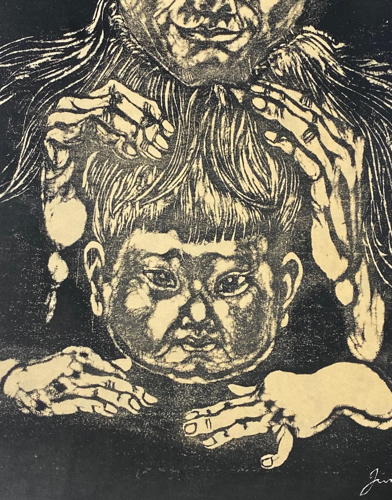 Junichiro Sekino - Impression japonaise en édition limitée signée Yosaku Feeling Ill, 1948 Bon état - En vente à Studio City, CA