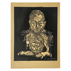 Junichiro Sekino Signed Limited Edition Japanese Print Yosaku Feeling Ill, 1948