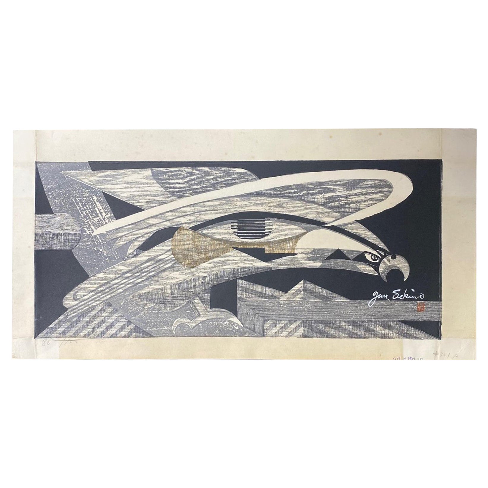 Junichiro Sekino Signed Limited Edition Japanese Woodblock Print of Eagle Hawk