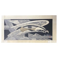 Junichiro Sekino Signed Limited Edition Japanese Woodblock Print of Eagle Hawk