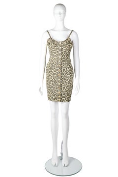 JUNIOR GAULTIER BY JEAN PAUL GAULTIER Leopard Print Denim Mini Dress, S/S 1989