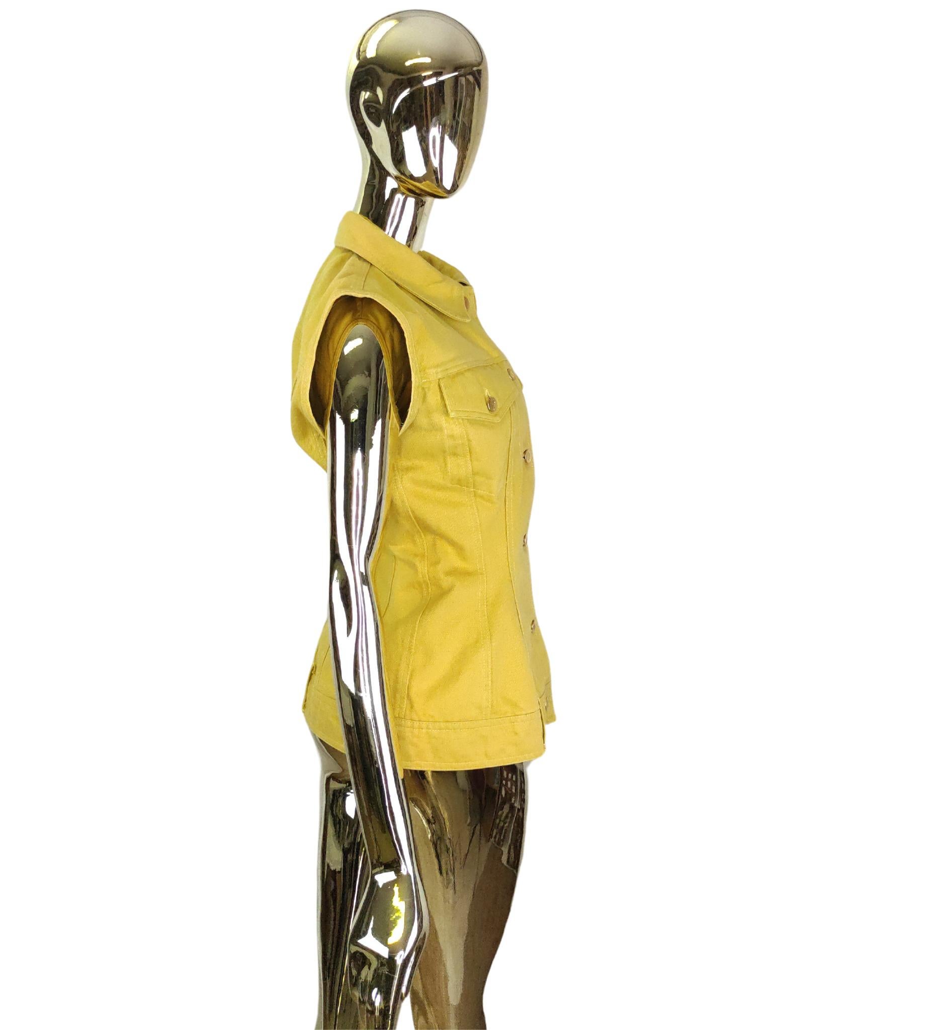 Junior Gaultier S/S 1989 yellow denim vest In Good Condition For Sale In Milano, IT