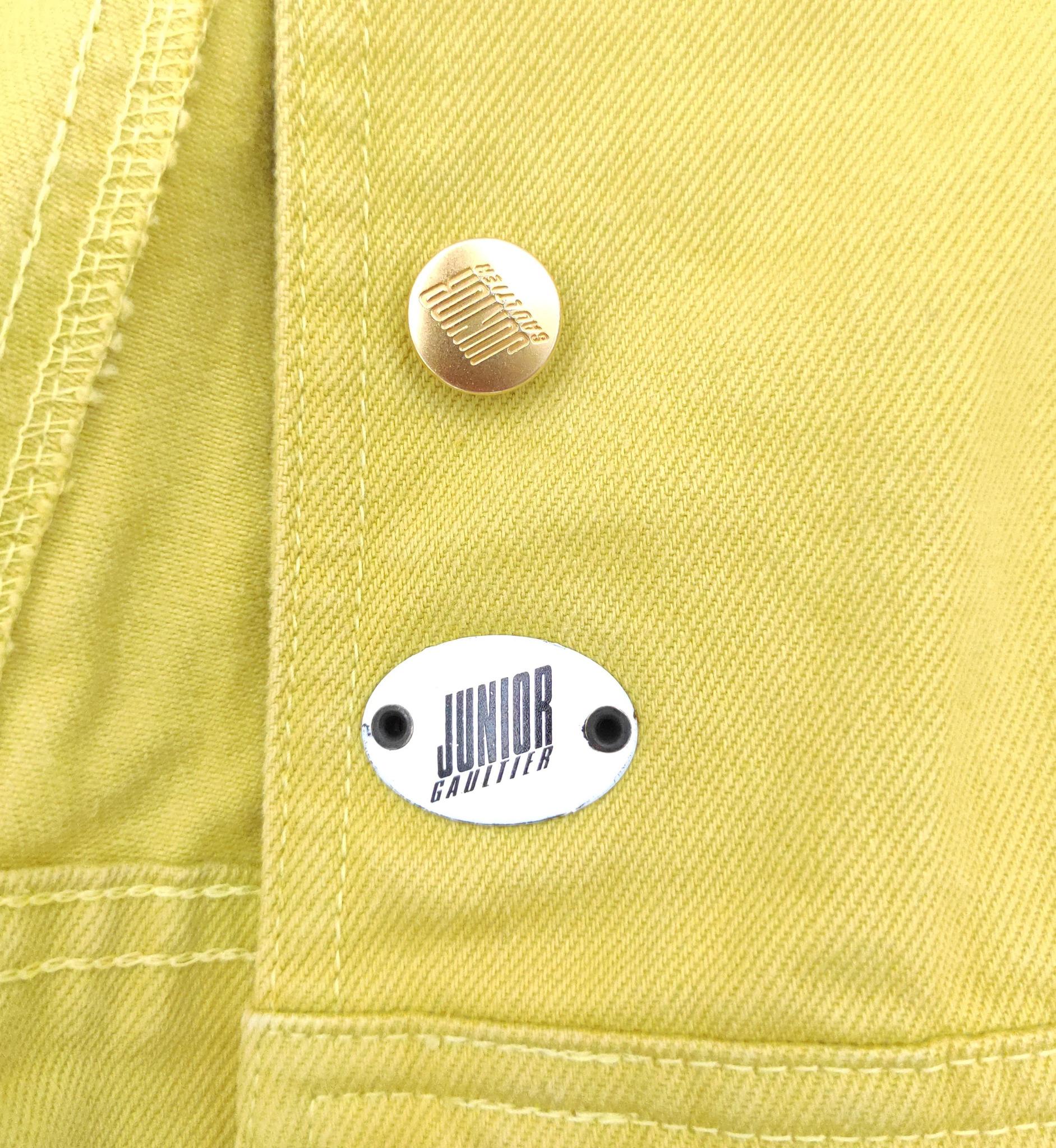 Junior Gaultier S/S 1989 yellow denim vest For Sale 1