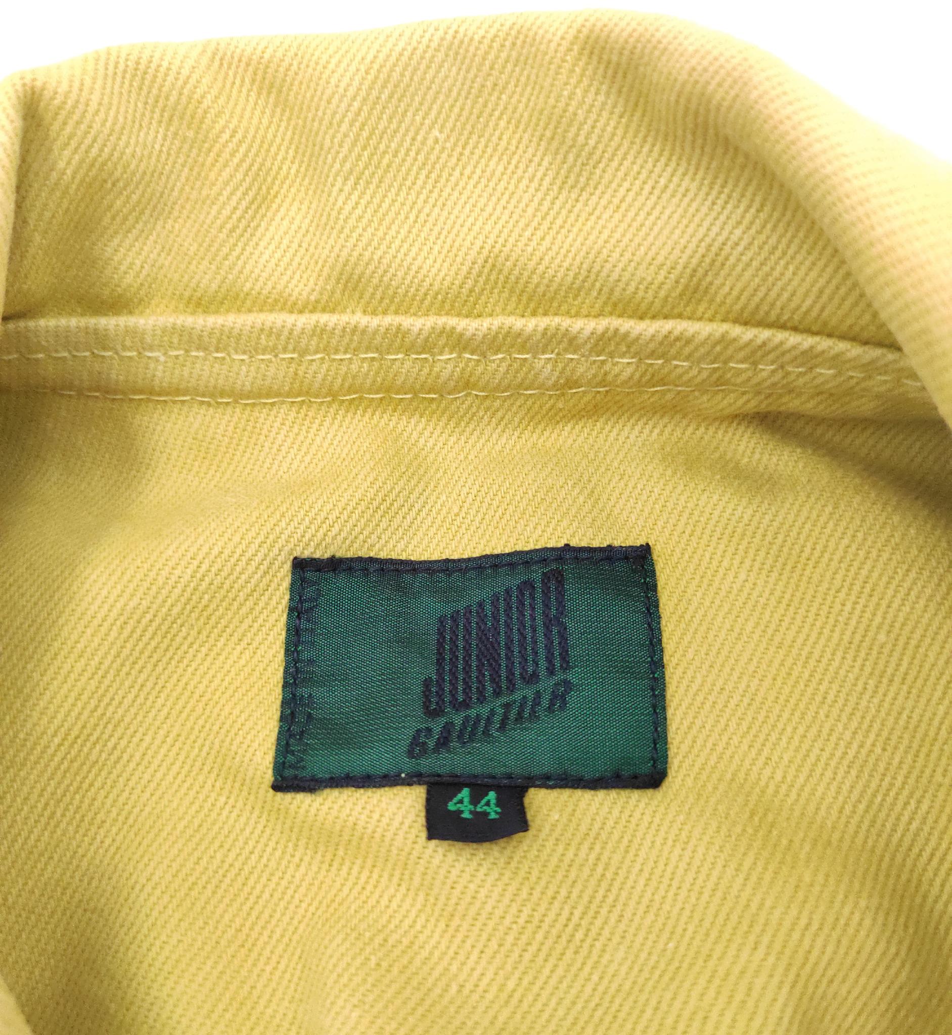 Junior Gaultier S/S 1989 yellow denim vest For Sale 2