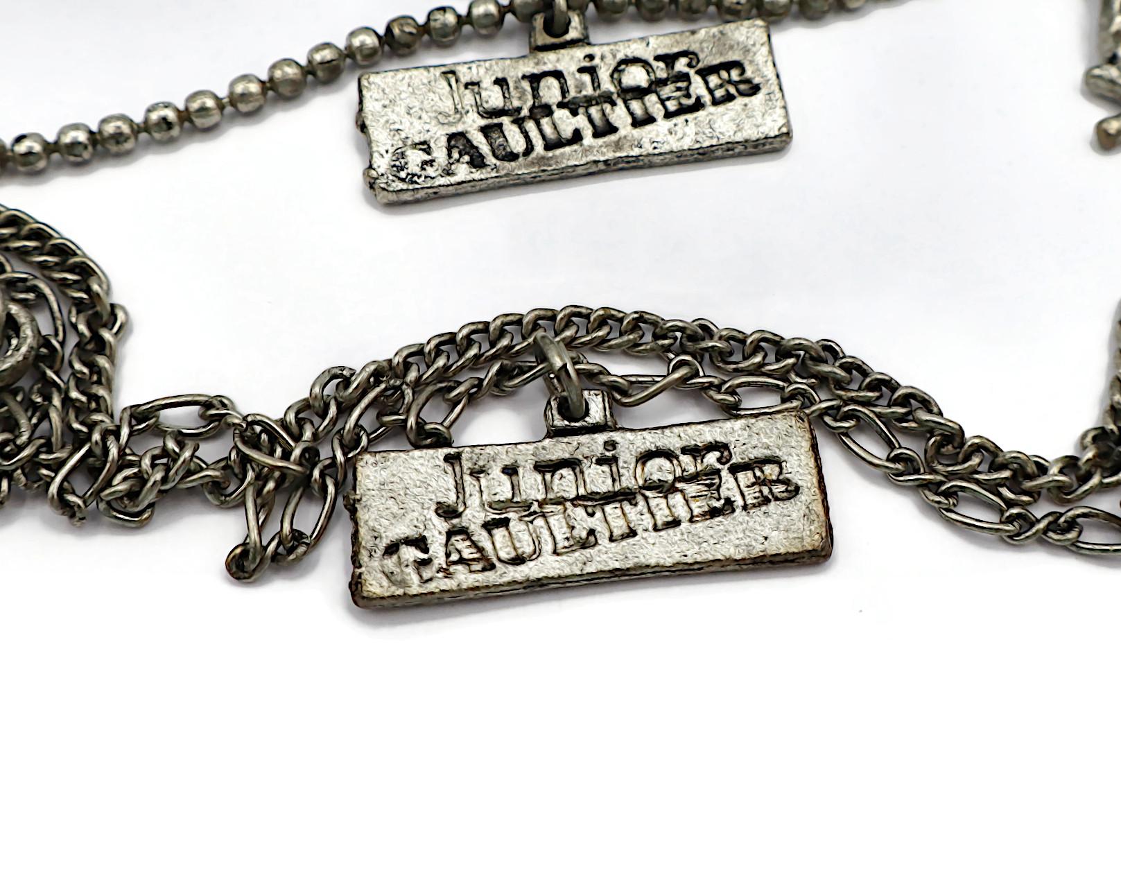 JEAN PAUL GAULTIER JUNIOR (Attribuito a) Collana con Charm Multi Catena in tono argento in vendita 7