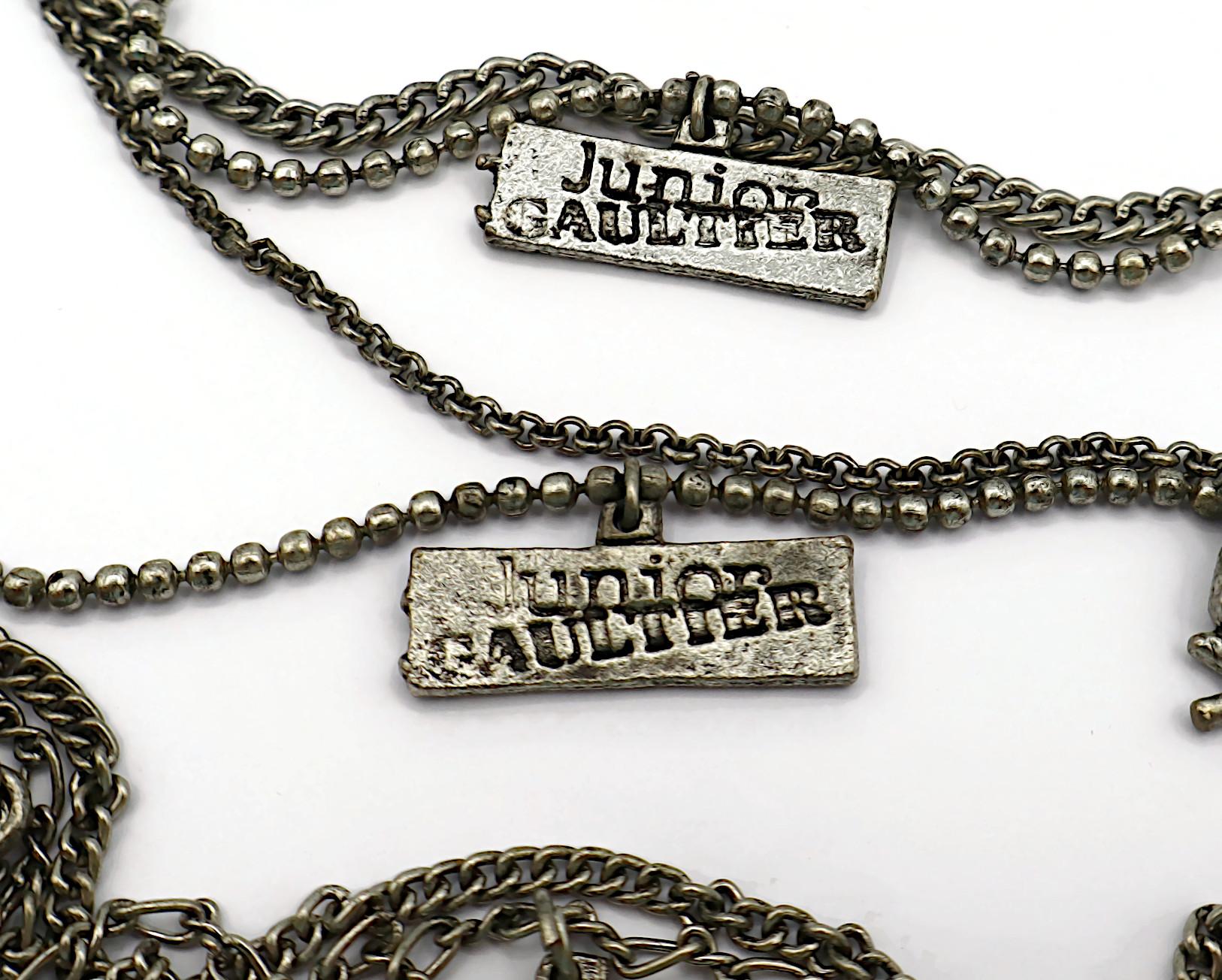 JEAN PAUL GAULTIER JUNIOR (Attribuito a) Collana con Charm Multi Catena in tono argento in vendita 8