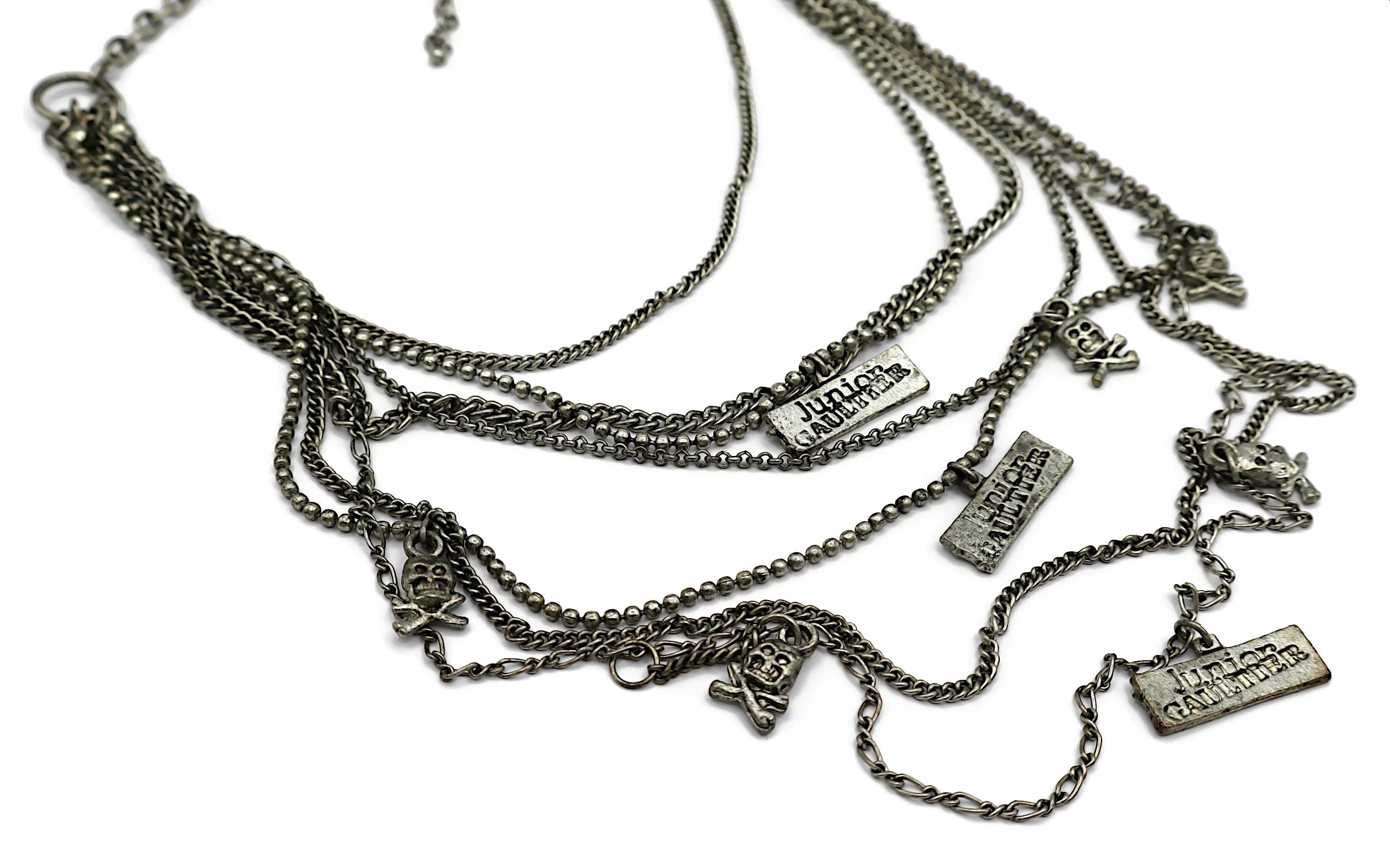 JEAN PAUL GAULTIER JUNIOR (Attribuito a) Collana con Charm Multi Catena in tono argento in vendita 1
