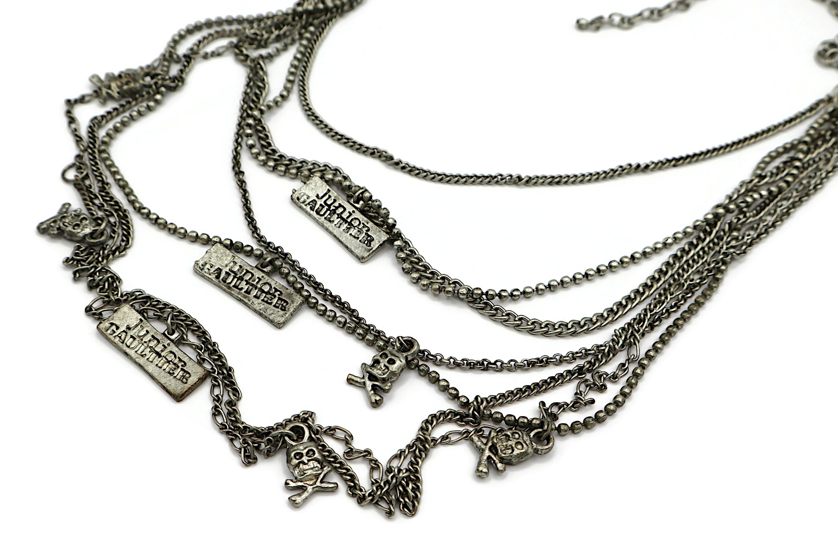 JEAN PAUL GAULTIER JUNIOR (Attribuito a) Collana con Charm Multi Catena in tono argento in vendita 4