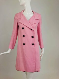 Junior Sophisticates Black Paillette and Pink Linen Dress and Coat 1960s