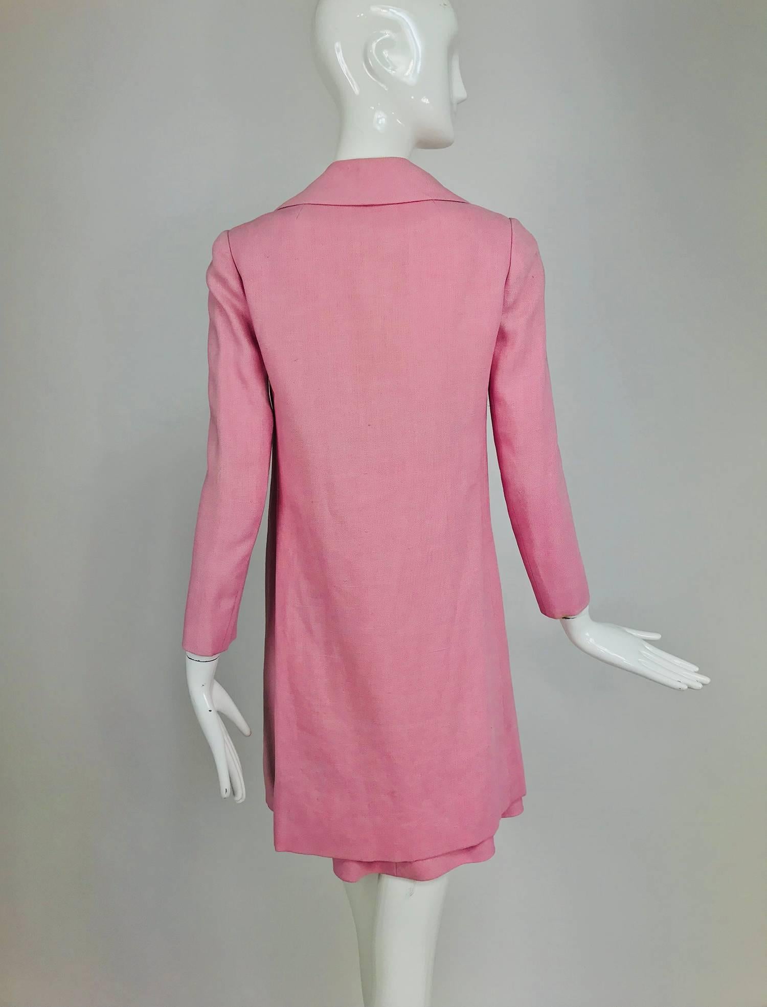 Junior Sophisticates Black Paillette and Pink Linen Dress and Coat 1960s 9