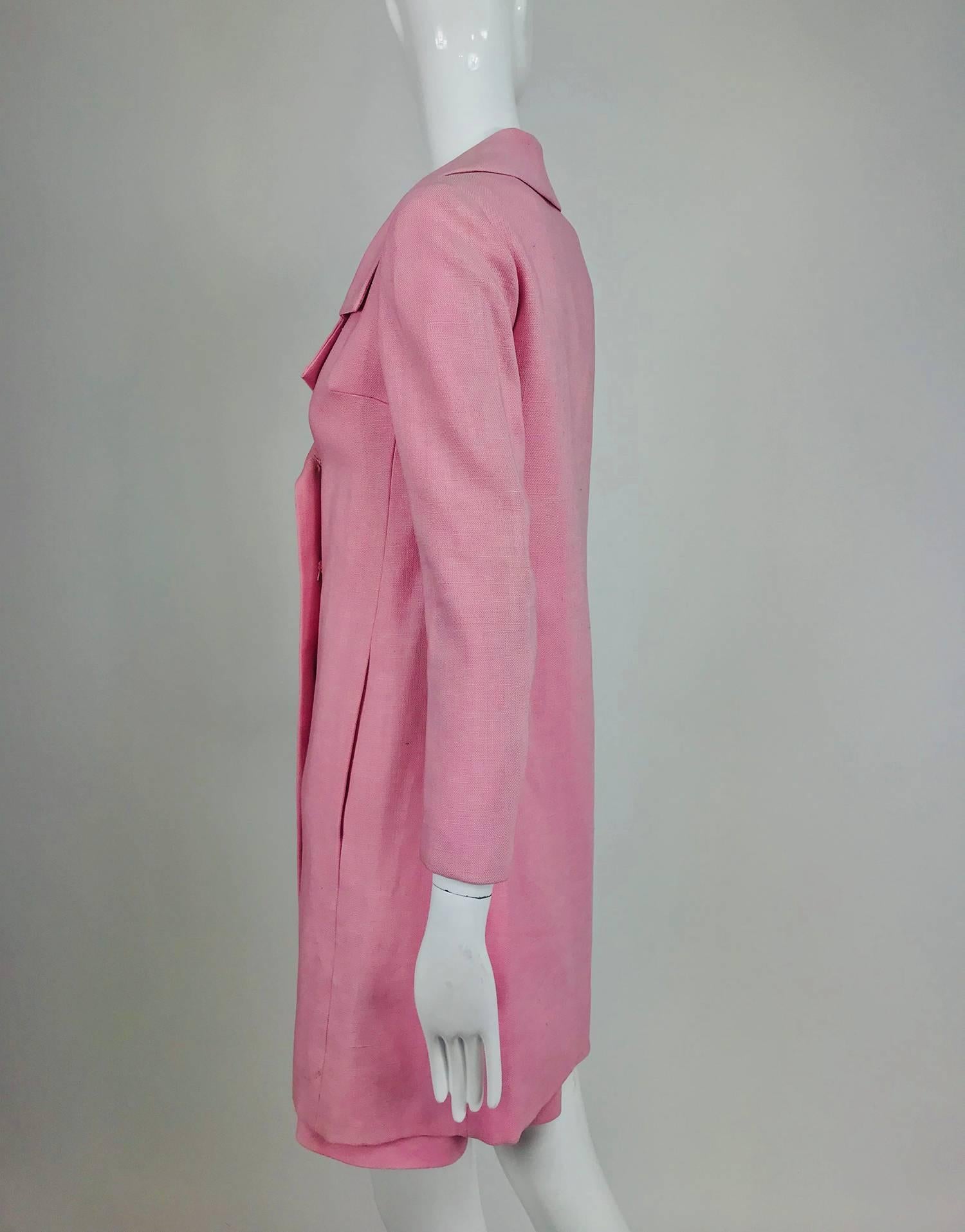 Junior Sophisticates Black Paillette and Pink Linen Dress and Coat 1960s 10