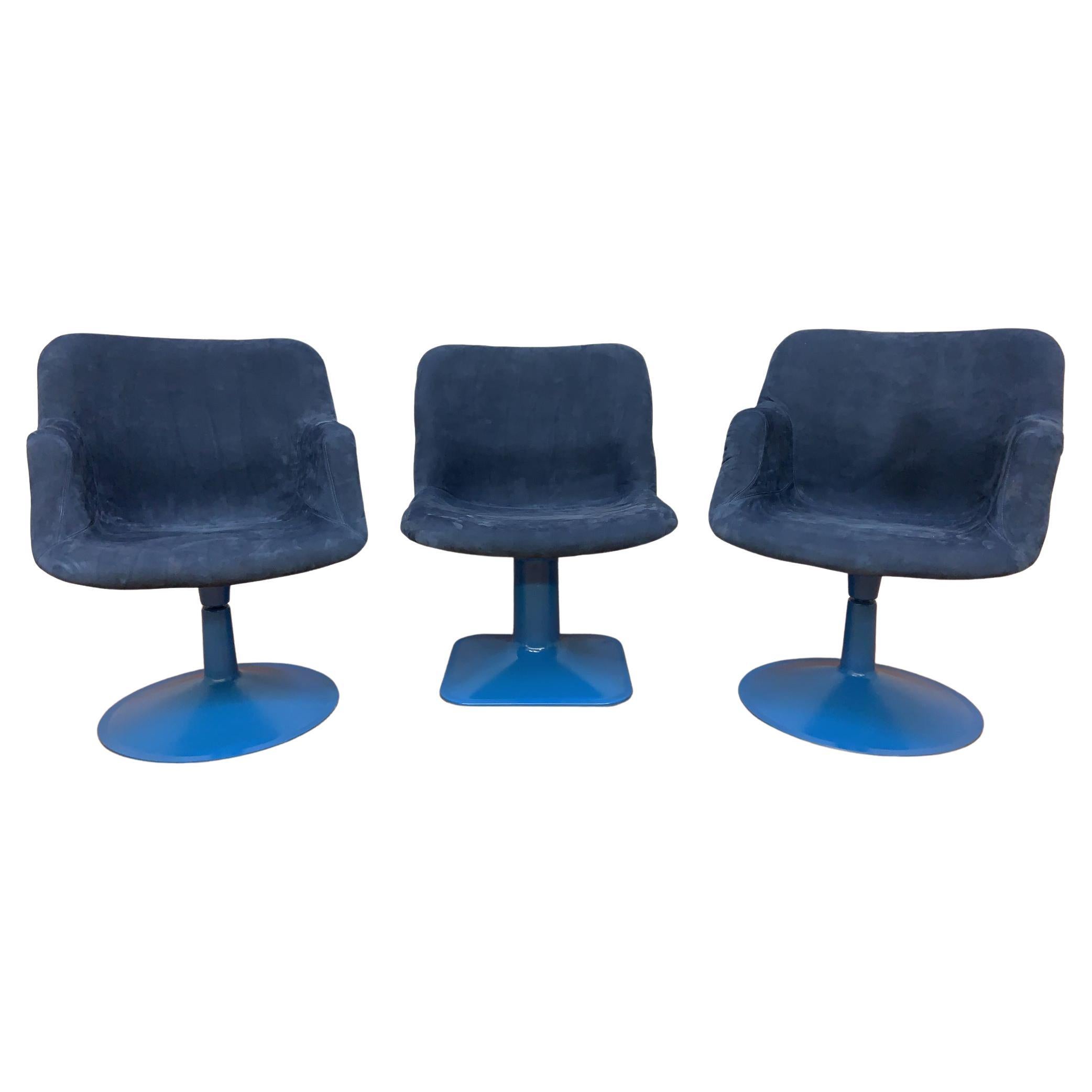 "Junior" Swivel Chairs by Yrjö Kukkapuro for Hiami Newly Upholstered, Set of 3