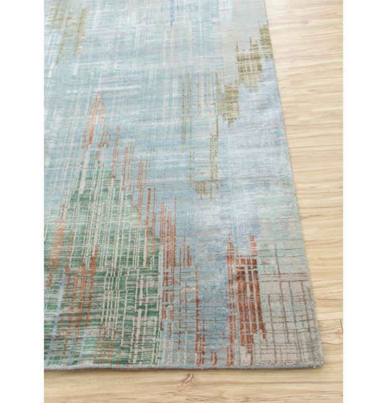 Modern Juniper Nectar Sea Mist Green & Ivory 240x300 cm Hand Knotted Rug For Sale