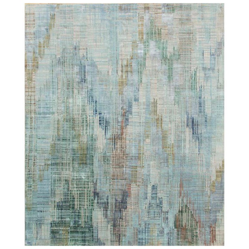 Juniper Nectar Sea Mist Grün & Elfenbein 240x300 cm Handgeknüpfter Teppich im Angebot