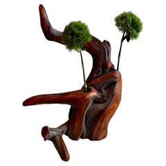 Juniper Wood Bud Vase with Glass Inserts, Organic Modern Design