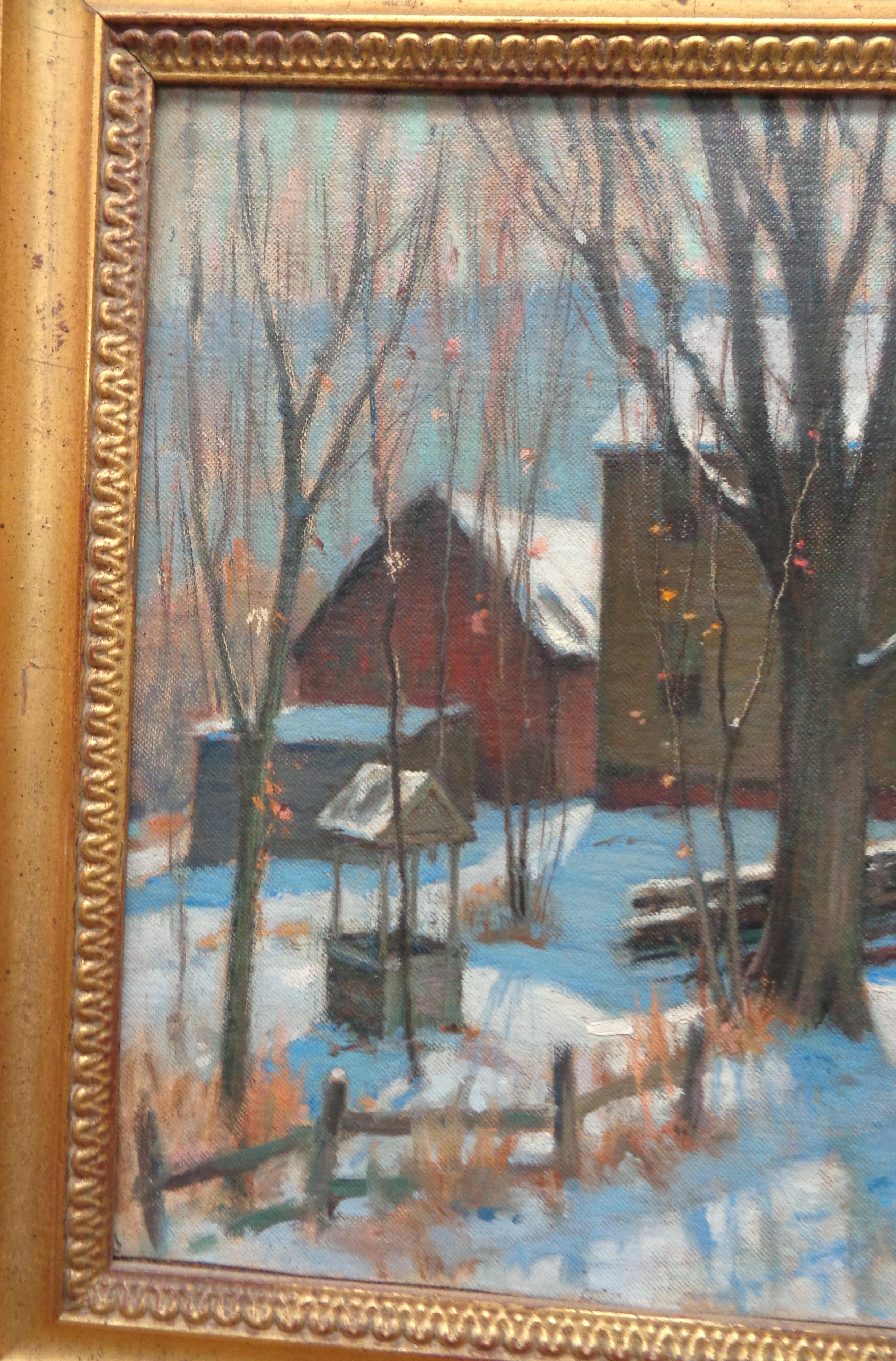 Junius Allen Salmagundi Club Artist Oil Painting The Upland Road w/ Club label en vente 1